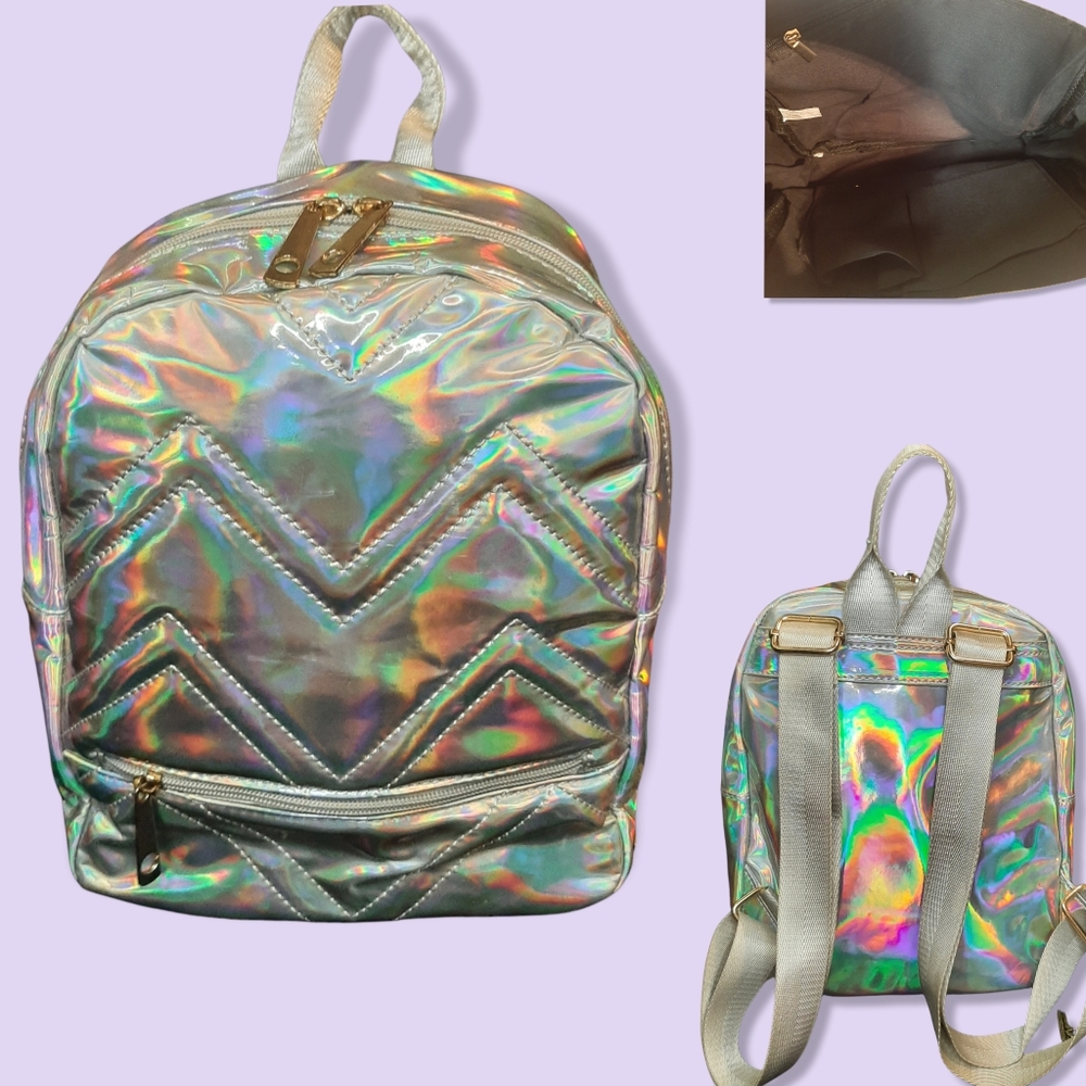Silver Holographic Backpack